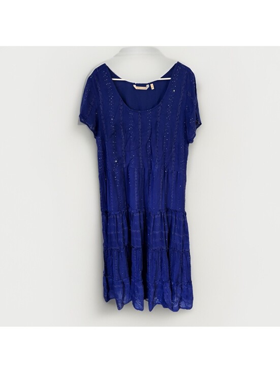 Soft Surroundings Dresses & Skirts - Soft Surroundings Dress Women 1X Blue Kara Tiered Peasant Boho Sequin Maxi Chic